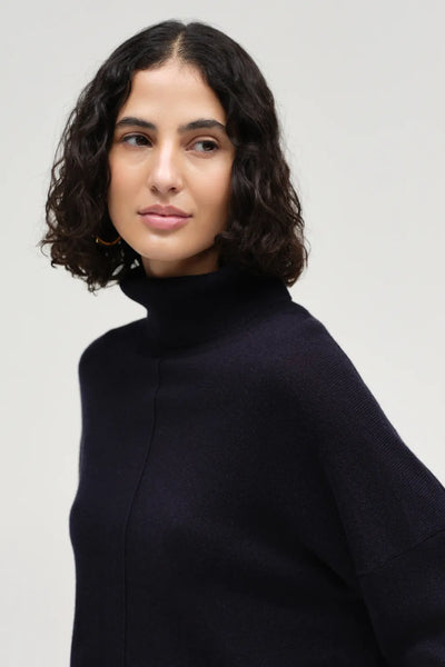 Navy Wool-Cashmere Rollneck Sweater