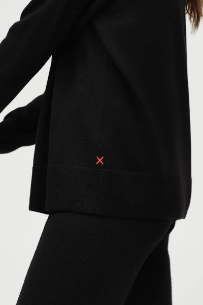 Black Wool-Cashmere Slouchy Sweater