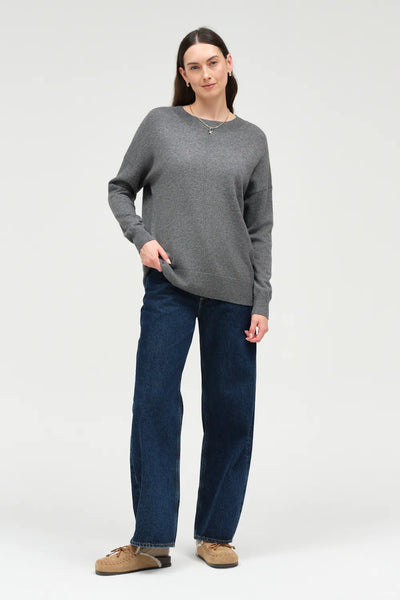 Dark-Grey Wool-Cashmere Slouchy Sweater