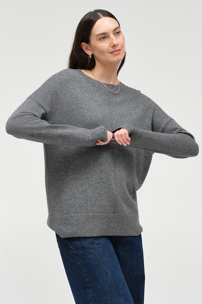 Dark-Grey Wool-Cashmere Slouchy Sweater