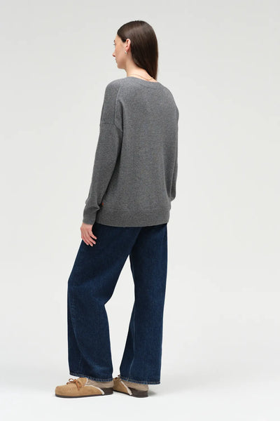 Dark-Grey Wool-Cashmere Slouchy Sweater
