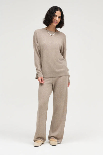 Warm-Oatmeal Wool-Cashmere Slouchy Sweater