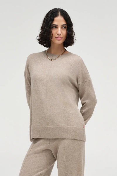 Warm-Oatmeal Wool-Cashmere Slouchy Sweater