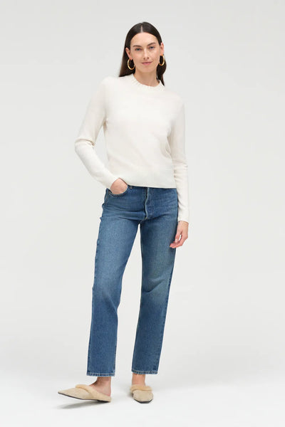 Cream Wool-Cashmere Cropped Sweater
