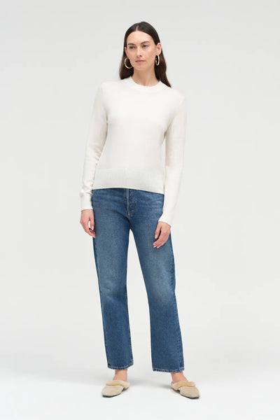 Cream Wool-Cashmere Cropped Sweater