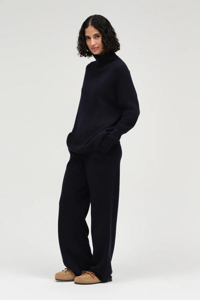 Navy Pure Cashmere Rollneck Sweater