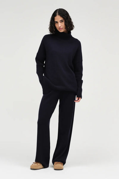 Navy Pure Cashmere Rollneck Sweater