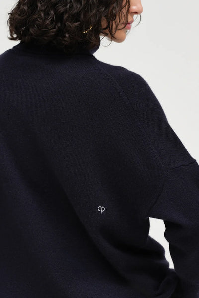 Navy Pure Cashmere Rollneck Sweater