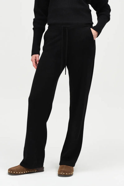 Black Pure Cashmere Wide-Leg Pants