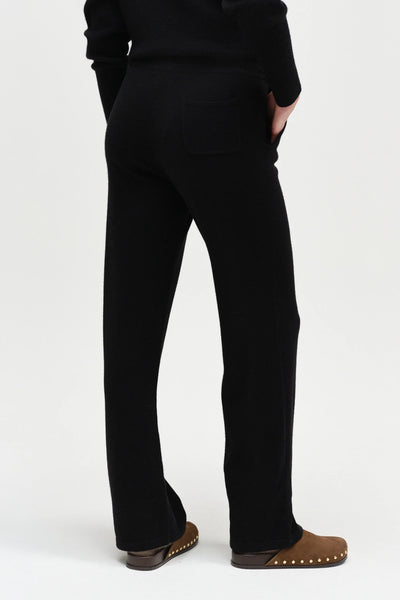Navy Pure Cashmere Wide-Leg Pants
