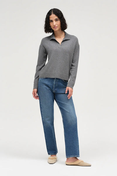 Grey Wool-Cashmere Collared Sweater
