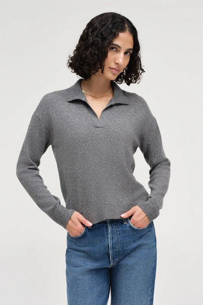 Grey Wool-Cashmere Collared Sweater