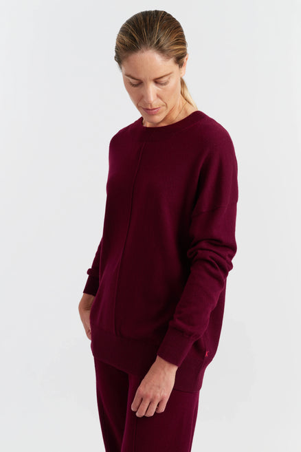 Claret Wool-Cashmere Slouchy Sweater