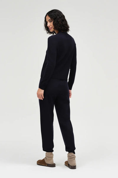 Navy Wool-Cashmere Cropped Sweater