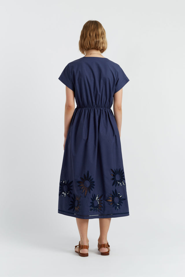 Navy Cotton-Lyocell Broderie Dress image 3