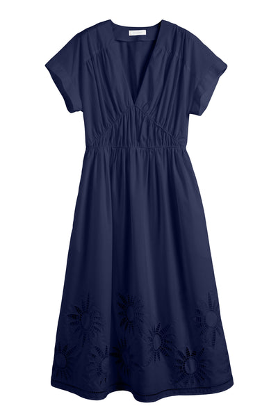 SAMPLE SALE - NO REFUNDS Navy Cotton-Lyocell Broderie Dress