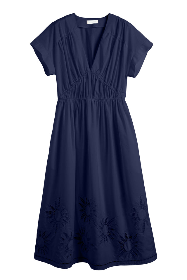 Navy Cotton-Lyocell Broderie Dress image 4