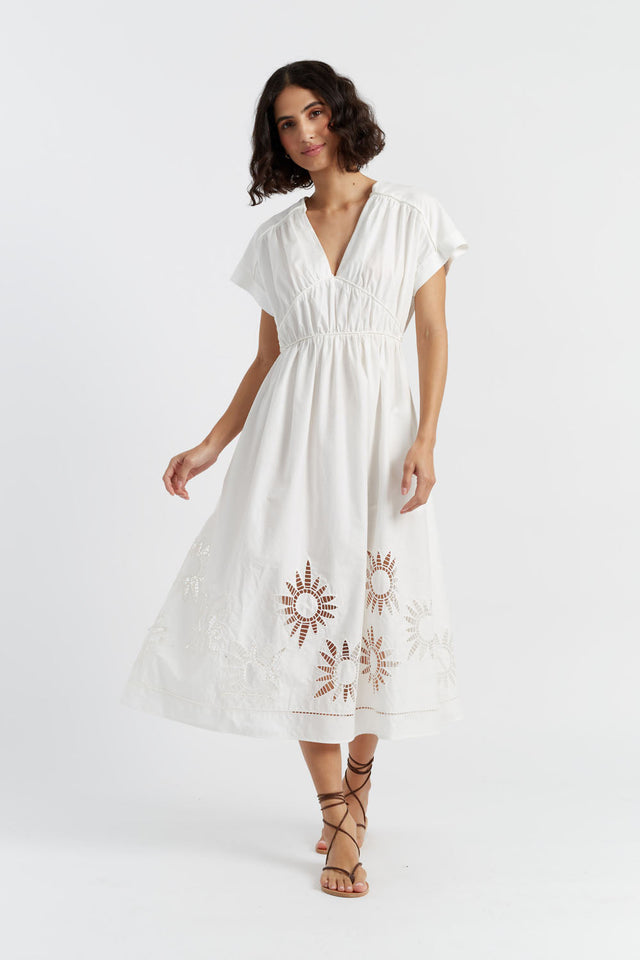 Cream Cotton-Lyocell Broderie Dress image 1