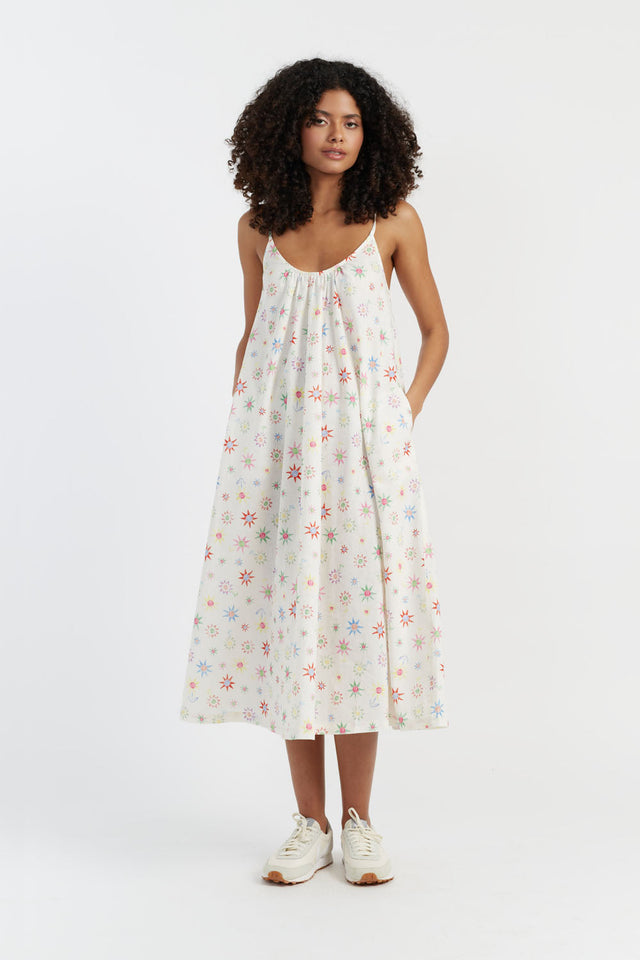 Cream Linen-Cotton Etoile Sundress image 1