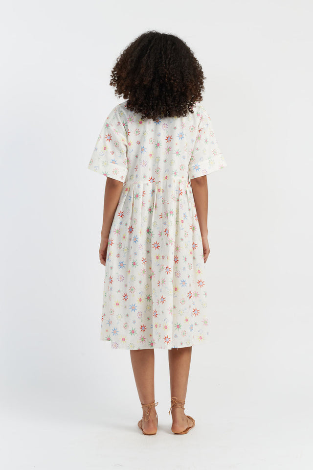 Cream Linen-Cotton Etoile V-Neck Sundress image 2
