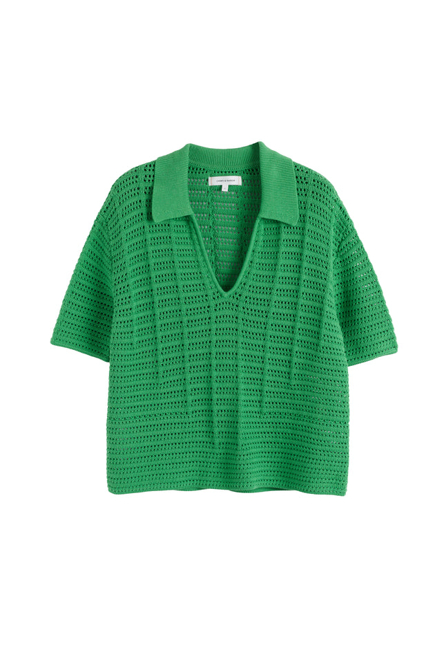 Green Cotton Crochet Shirt image 4