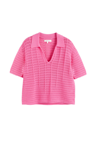 SAMPLE SALE - NO REFUNDS Pink Cotton Crochet Shirt