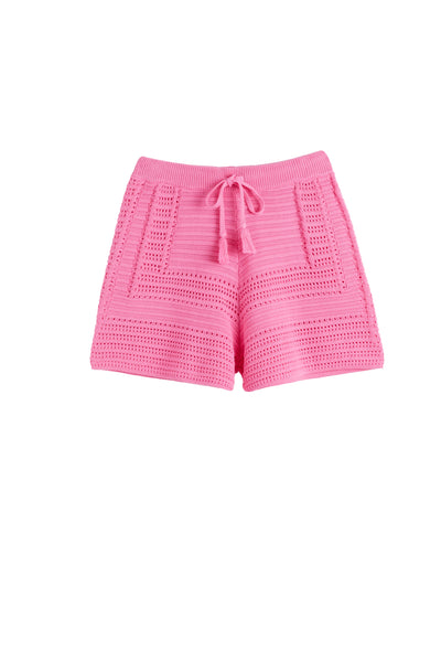 SAMPLE SALE - NO REFUNDS Pink Cotton Crochet Shorts