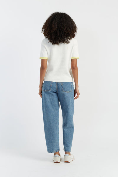 SAMPLE SALE - NO REFUNDS Cream Cotton Heart Breton Crochet T-Shirt