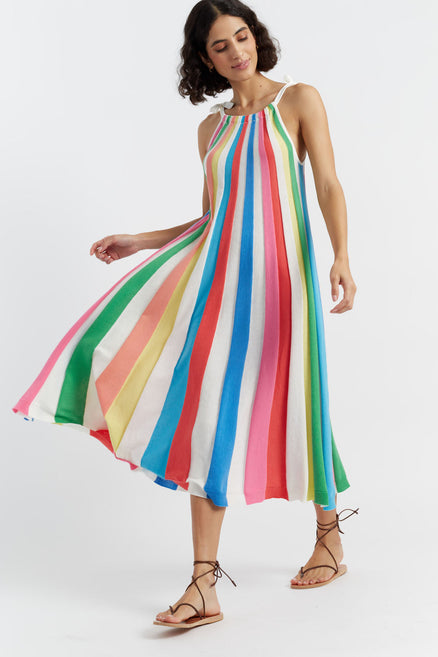 SAMPLE SALE - NO REFUNDS Rainbow Cotton Swing Dress