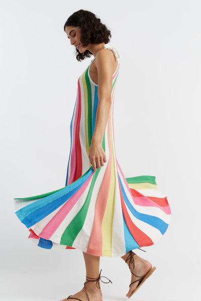 SAMPLE SALE - NO REFUNDS Rainbow Cotton Swing Dress