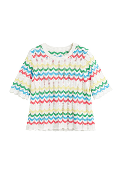 SAMPLE SALE - NO REFUNDS Cream Cotton Chevron Stitch T-Shirt