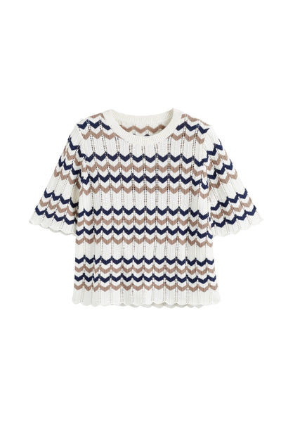 SAMPLE SALE - NO REFUNDS Navy Cotton Chevron Stitch T-Shirt