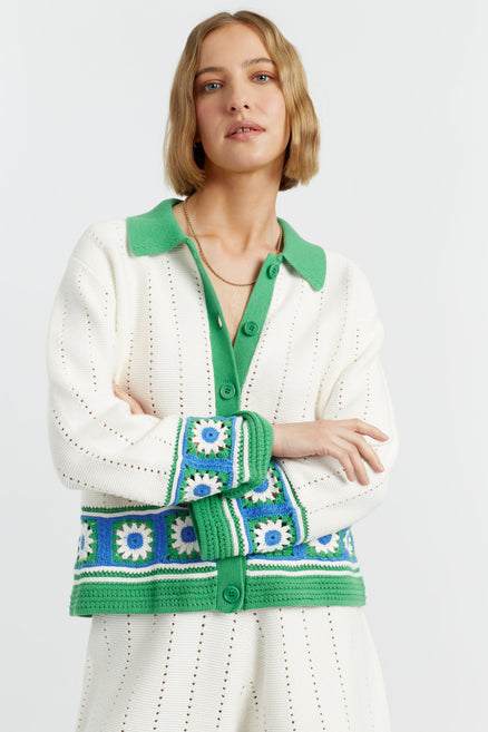 SAMPLE SALE - NO REFUNDS Cream Cotton Hand Crochet Shirt