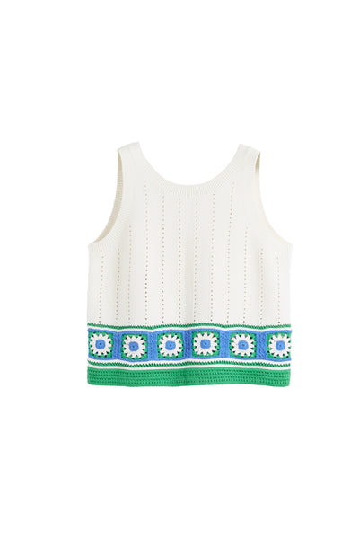 SAMPLE SALE - NO REFUNDS Cream Cotton Hand Crochet Vest