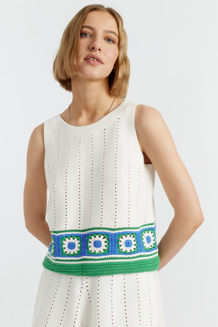 SAMPLE SALE - NO REFUNDS Cream Cotton Hand Crochet Vest