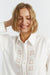 Cream Cotton-Lyocell Broderie Shirt Dress