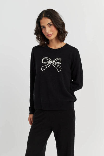 BLACK FRIDAY Wool-Cashmere Bow Embroidered Sweater