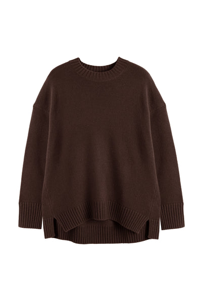 Chocolate Pure Cashmere Crew Neck Sweater
