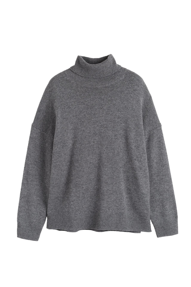 Grey-Melange Pure Cashmere Rollneck Sweater image 4