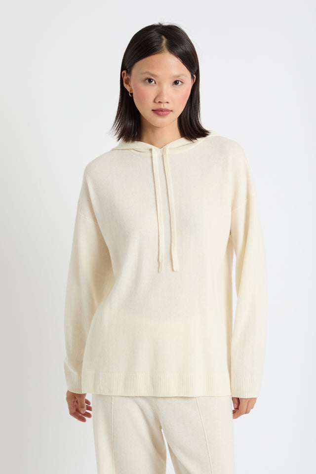 Cream Wool-Cashmere Relaxed Hoodie image 1