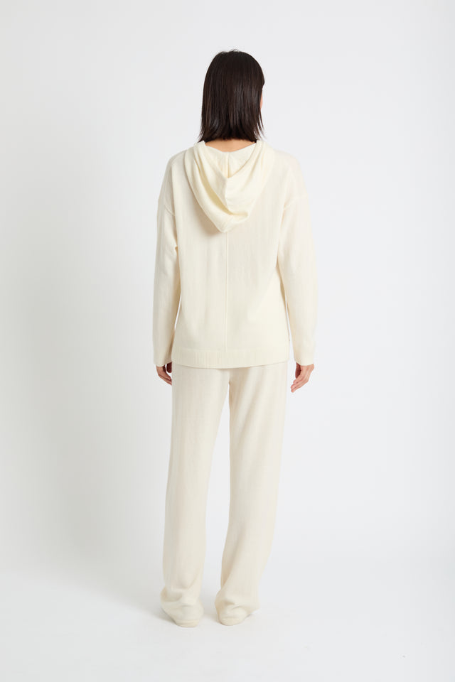 Cream Wool-Cashmere Relaxed Hoodie image 3