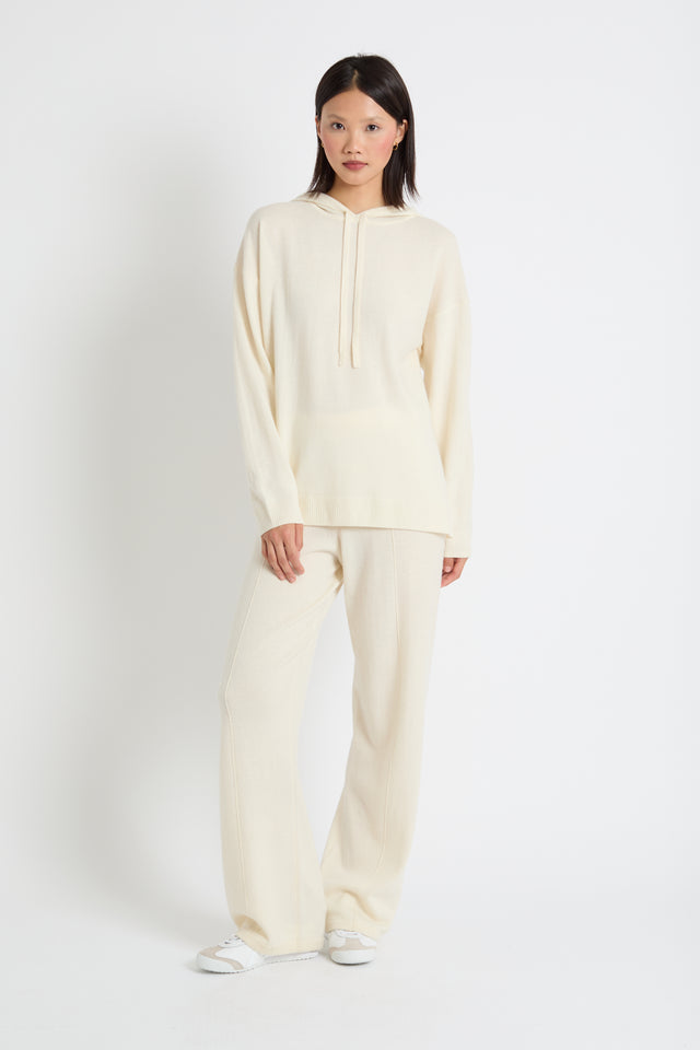 Cream Wool-Cashmere Relaxed Hoodie image 2