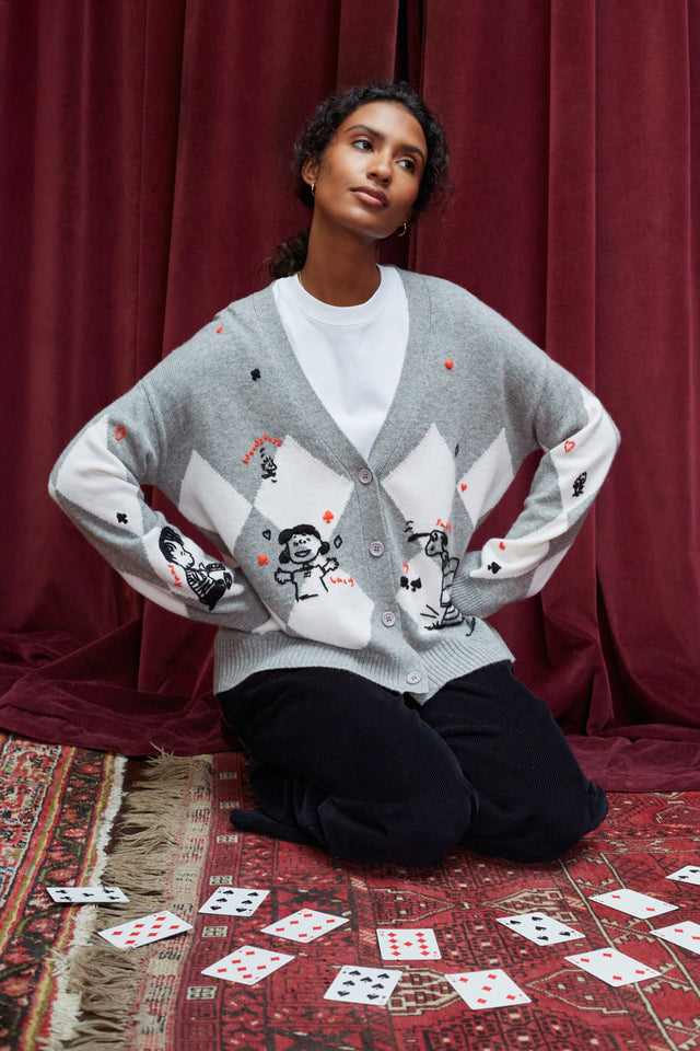 Grey Wool-Cashmere Peanuts Poker Cardigan image 2