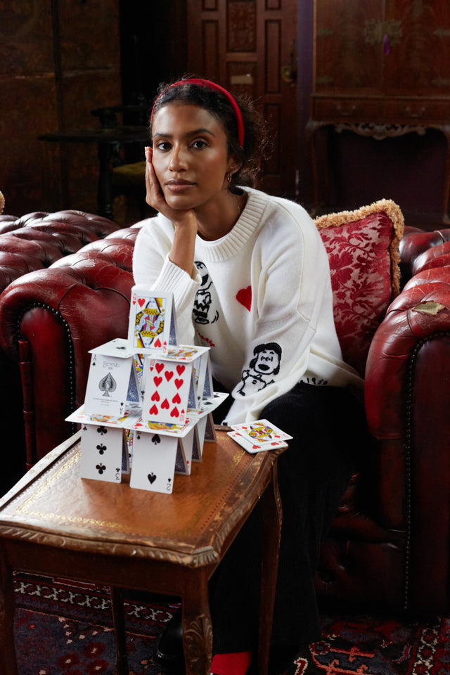 Cream Wool-Cashmere Charlie's Poker Pals Sweater image 3