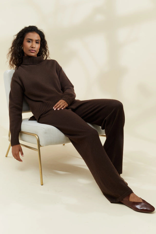 Chocolate Pure Cashmere Rollneck Sweater image 5