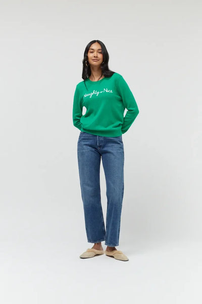 Green Wool-Cashmere Naughty Or Nice Sweater
