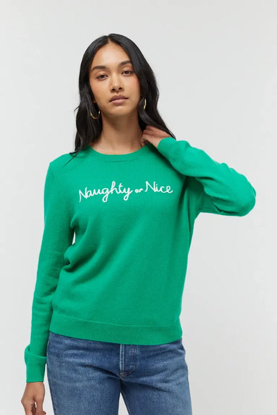 Green Wool-Cashmere Naughty Or Nice Sweater
