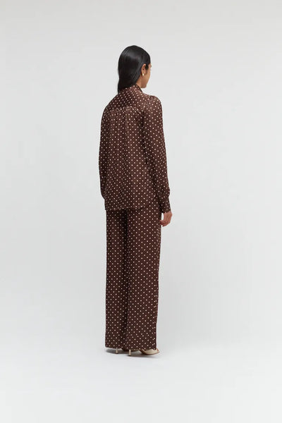 Chocolate Viscose Polka Tie Shirt