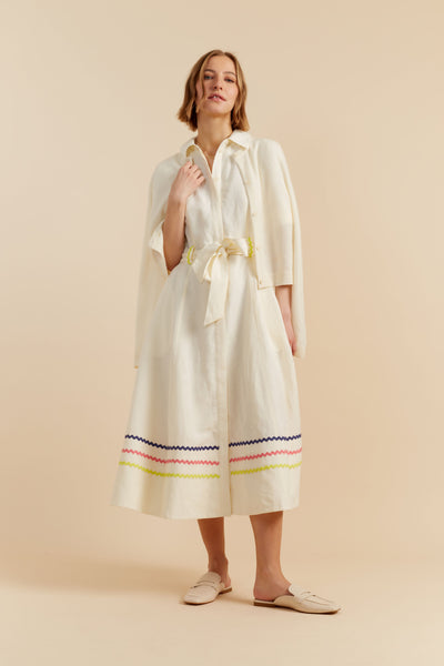 SAMPLE SALE - NO REFUNDS Cream Tencel-Linen Starboard Dress