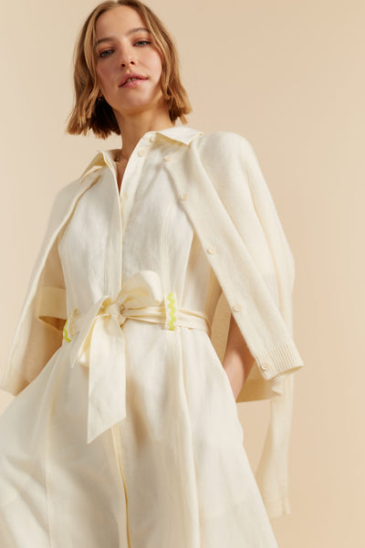 SAMPLE SALE - NO REFUNDS Cream Tencel-Linen Starboard Dress